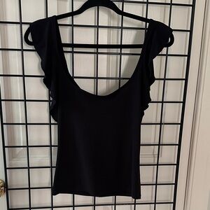 Free People Black Ruffle Sleeve Tank Top